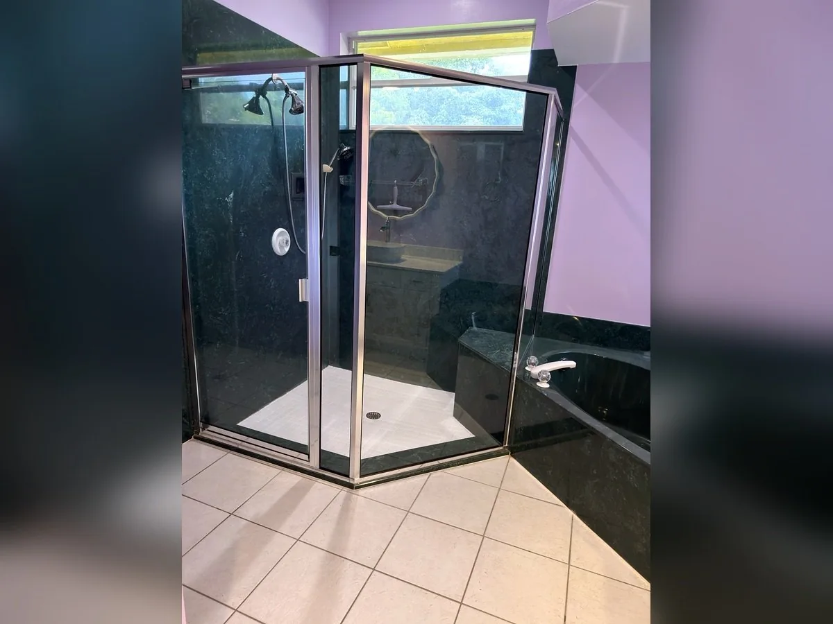 Glass shower after cleaning by Ocean View, Stuart FL